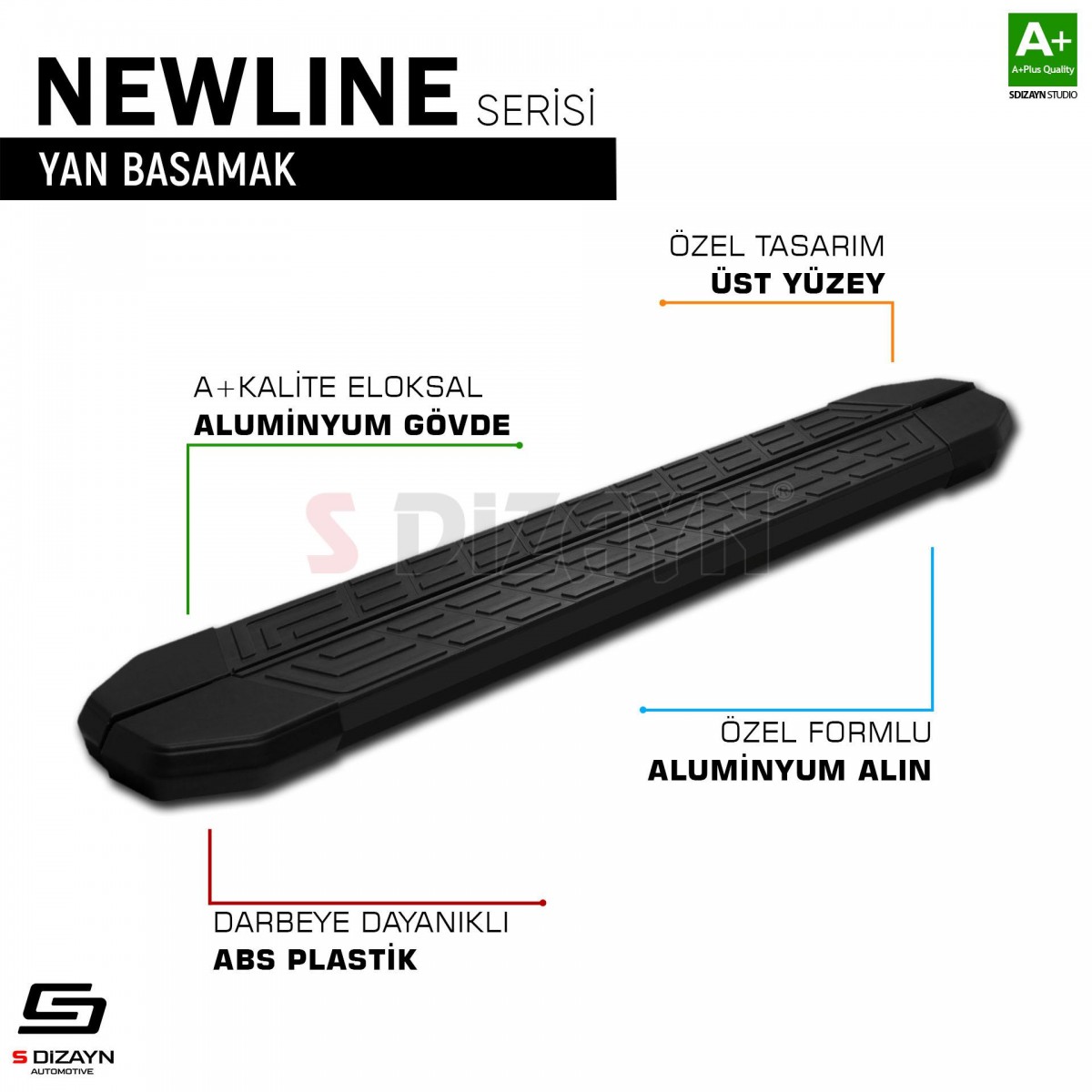 S-Dizayn BYD Atto 3 NewLine Siyah Yan Basamak 193 Cm 2022 Üzeri