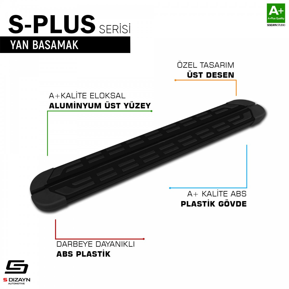 S-Dizayn Chery Omoda5 S-Plus Siyah Yan Basamak 183 Cm 2022 Üzeri A+ Kalite
