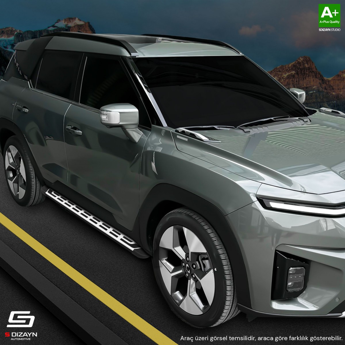 S-Dizayn Chery Tiggo8 Pro S-Plus Gri Yan Basamak 183 Cm 2022 Üzeri A+ Kalite