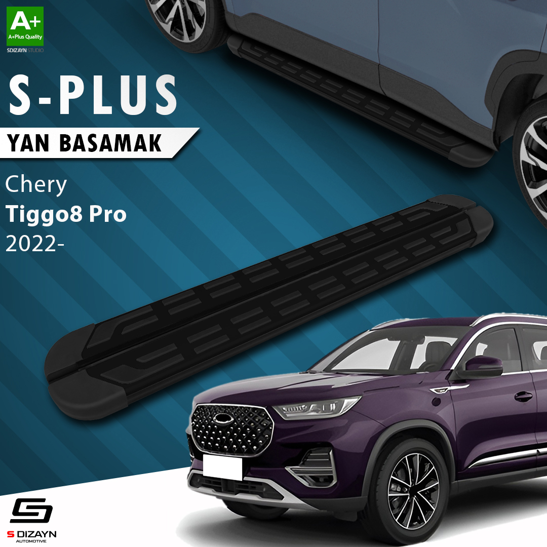 S-Dizayn Chery Tiggo8 Pro S-Plus Siyah Yan Basamak 183 Cm 2022 Üzeri A+ Kalite