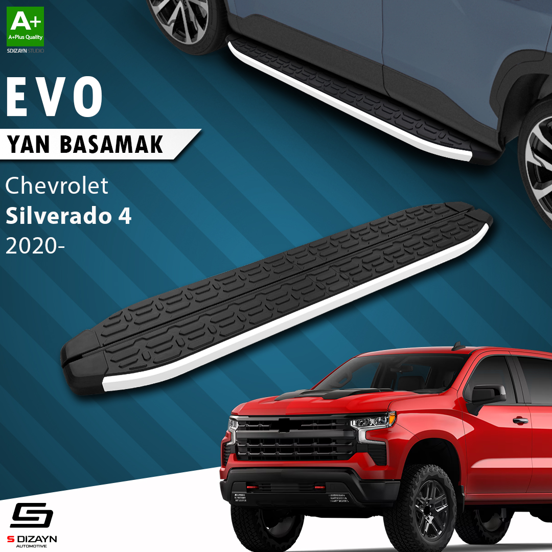 S-Dizayn Chevrolet Silverado 4 Evo Aluminyum Yan Basamak 213 Cm 2020 Üzeri A+ Kalite