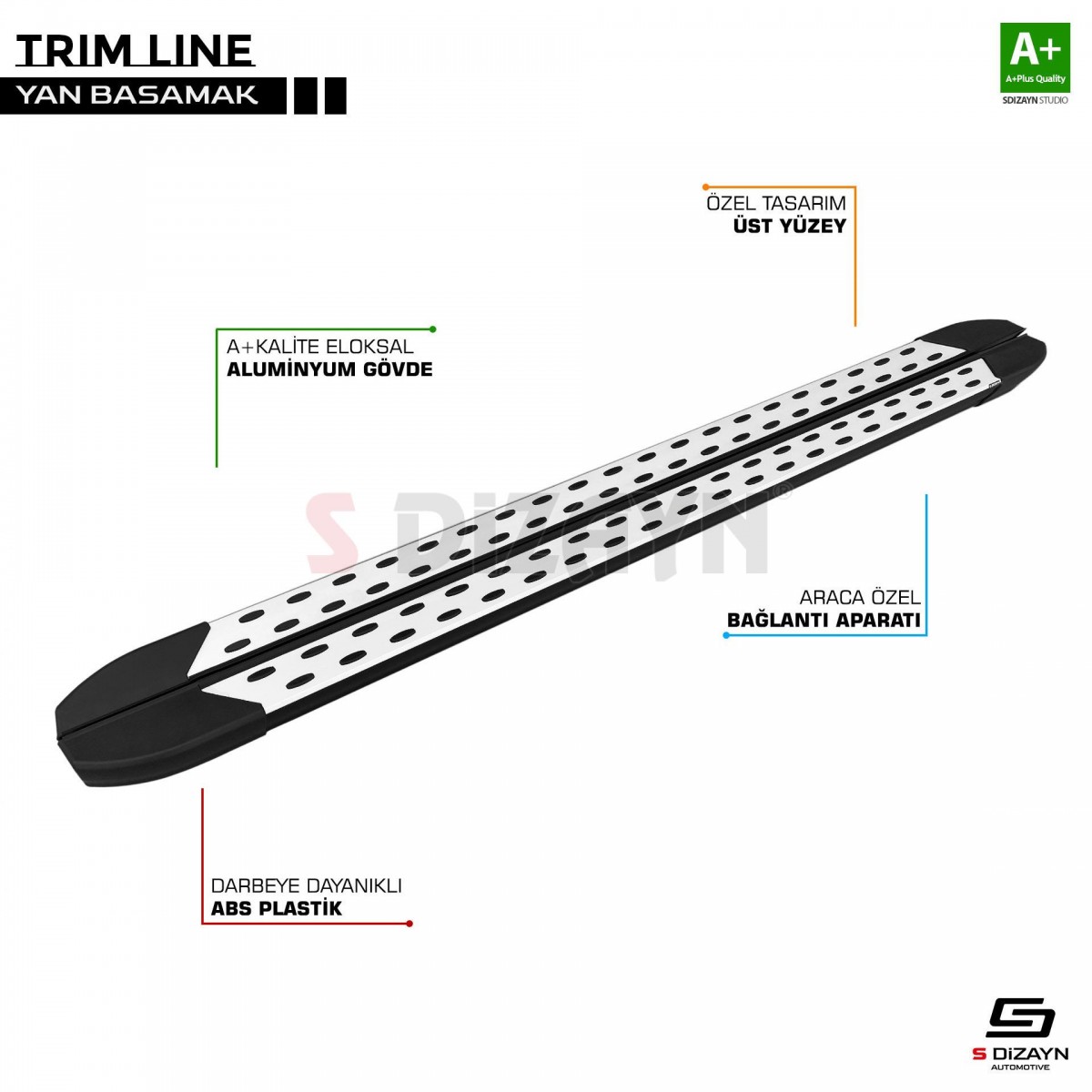 S-Dizayn Fiat Scudo 2 Kısa Şase TrimLine Gri Yan Basamak 220 Cm 2007-2016