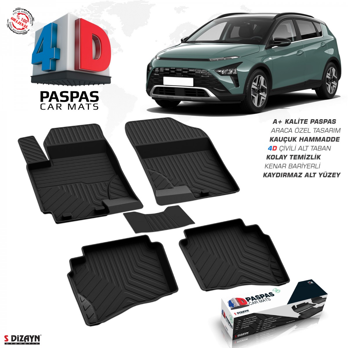 S-Dizayn Hyundai Bayon 4D Havuzlu Paspas 2021-2024 A+Kalite