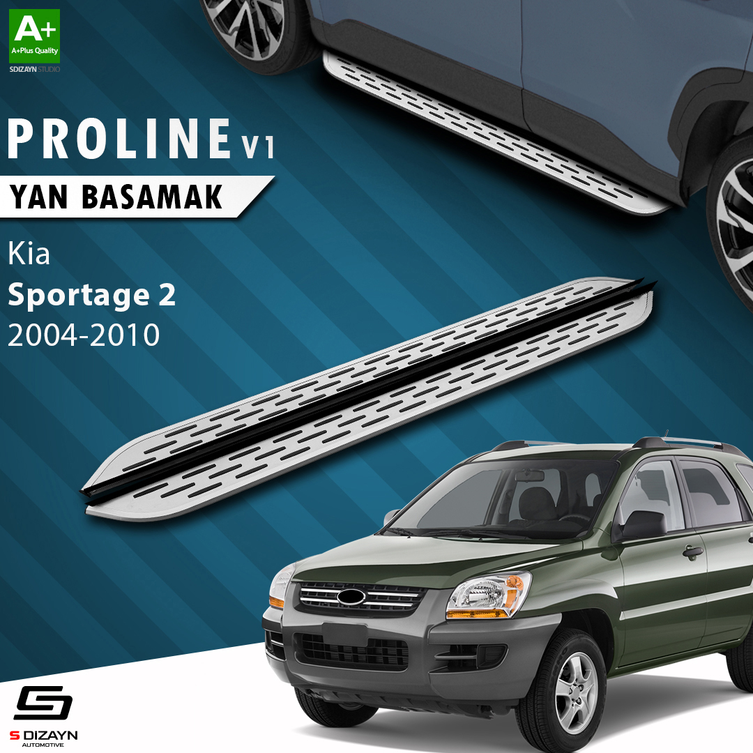 S-Dizayn Kia Sportage 2 OEM Still Pro V1 Aluminyum Yan Basamak 173 Cm 2004-2010 A+ Kalite