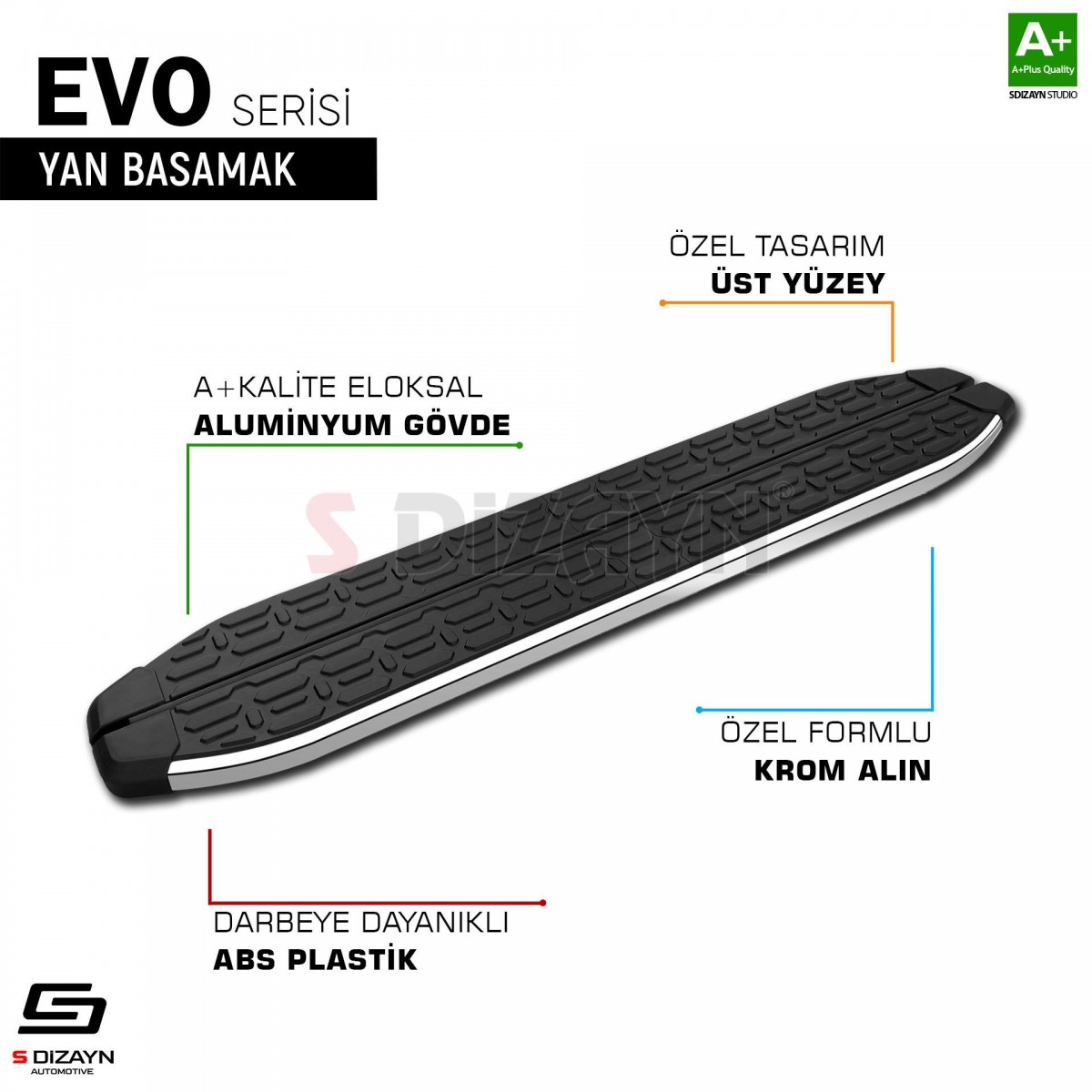 S-Dizayn MG HS Evo Krom Yan Basamak 183 Cm 2021 Üzeri A+ Kalite