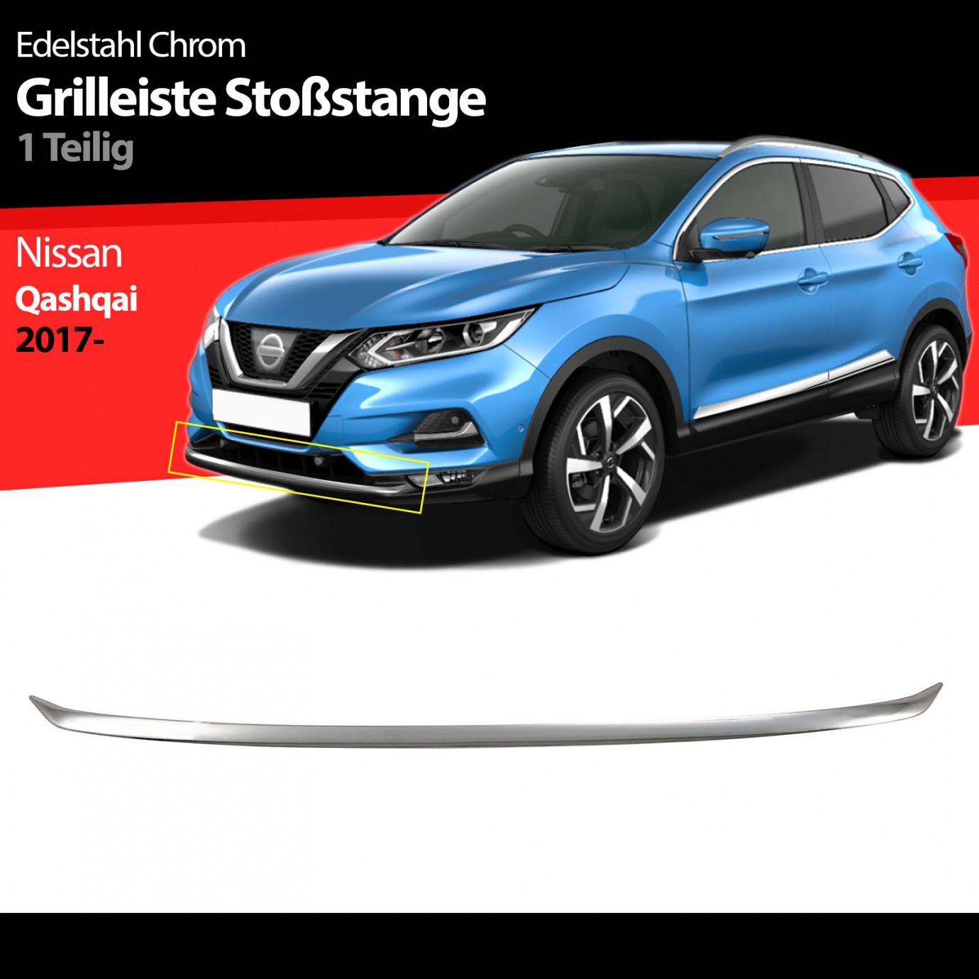 S-Dizayn Nissan Qashqai Krom Ön Tampon Çıtası 2017-2021