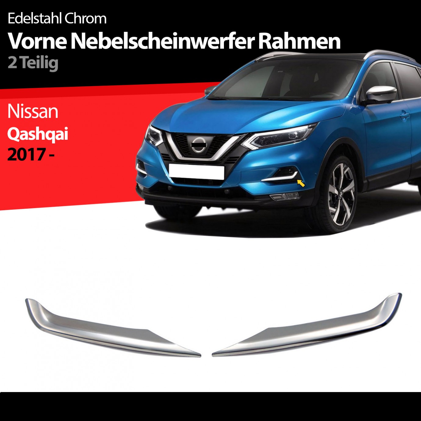 S-Dizayn Nissan Qashqai Krom Sis Farı Çıtası 2 Prç 2017-2021