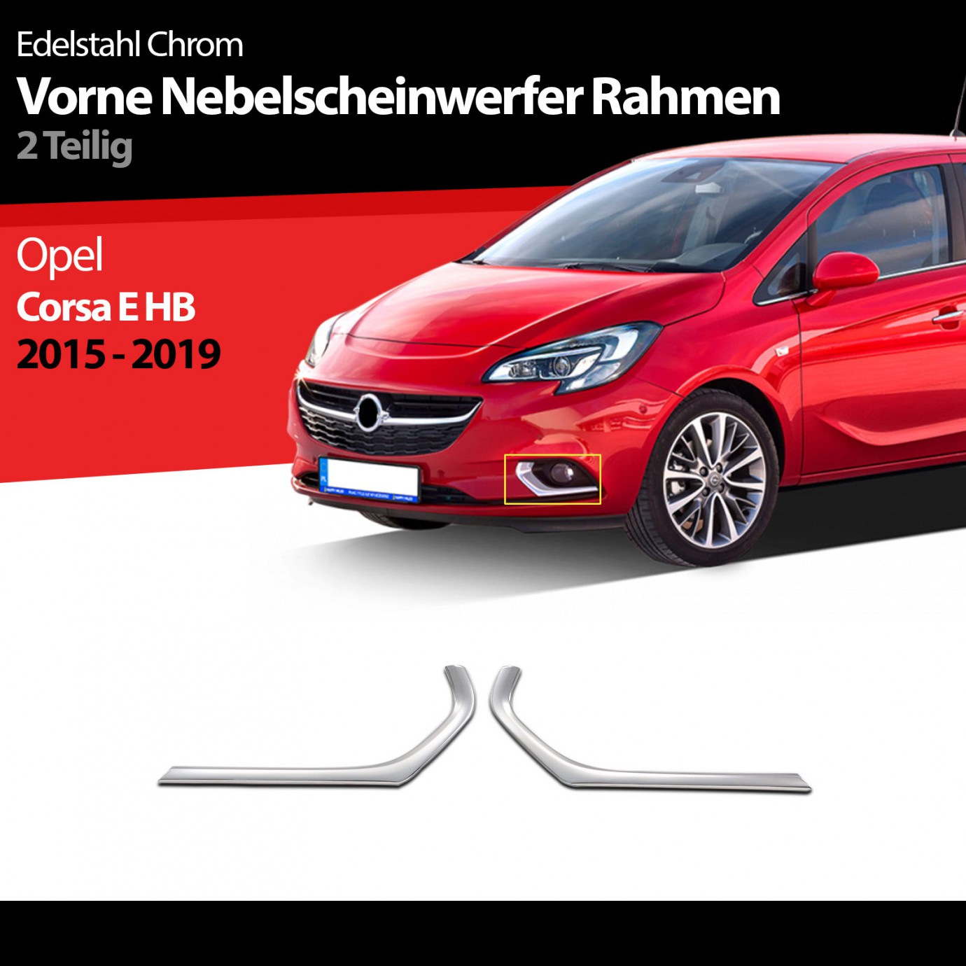 S-Dizayn Opel Corsa E Krom Sis Farı Çerçevesi 2 Prç 2015-2019