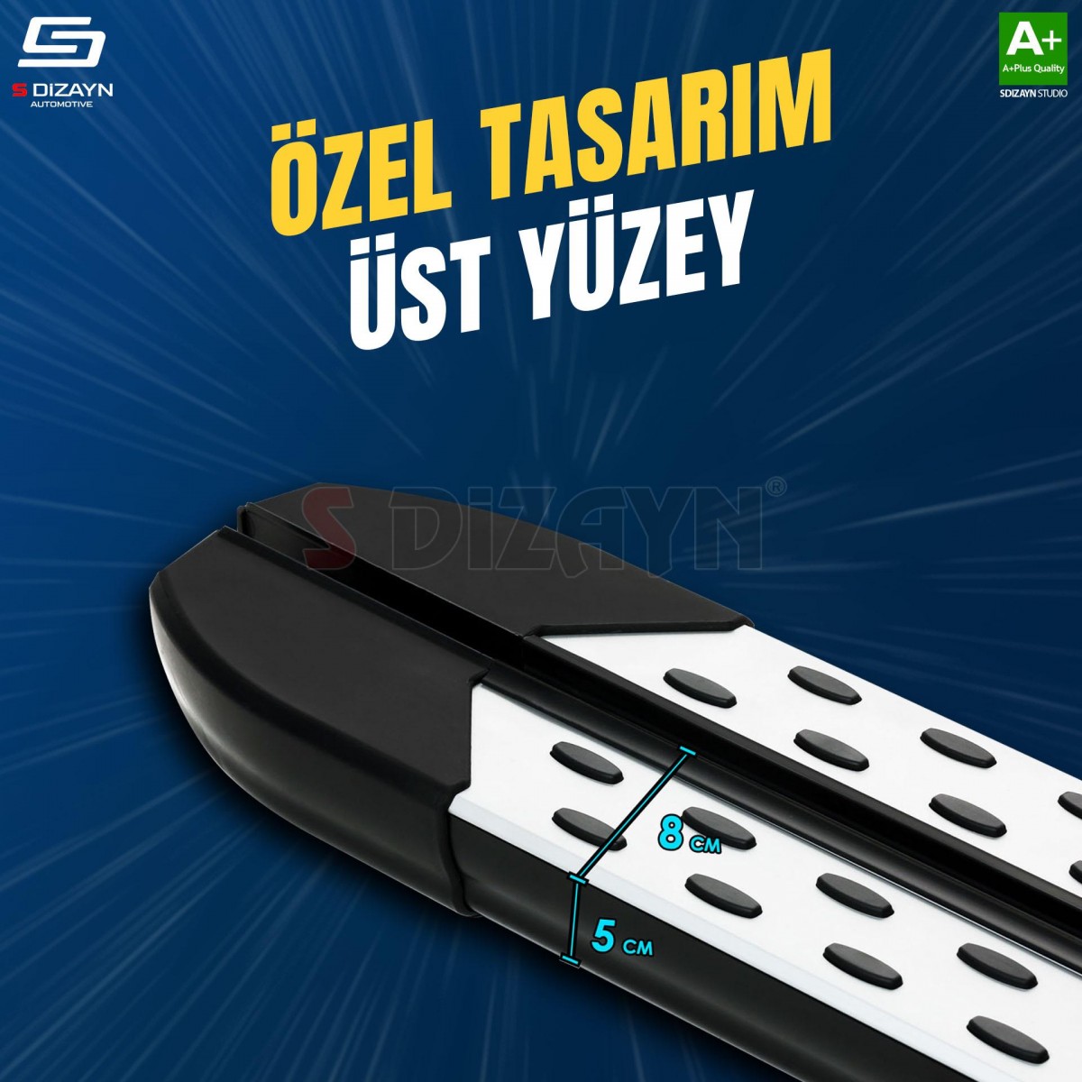 S-Dizayn Peugeot Rifter Uzun Şase TrimLine Gri Yan Basamak 220 Cm 2019 Üzeri A+ Kalite