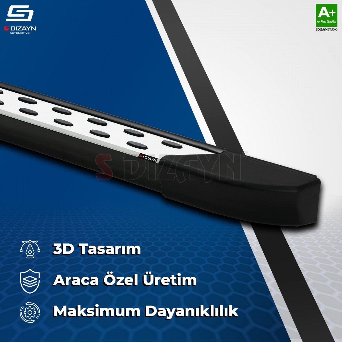 S-Dizayn Peugeot Rifter Uzun Şase TrimLine Gri Yan Basamak 220 Cm 2019 Üzeri A+ Kalite