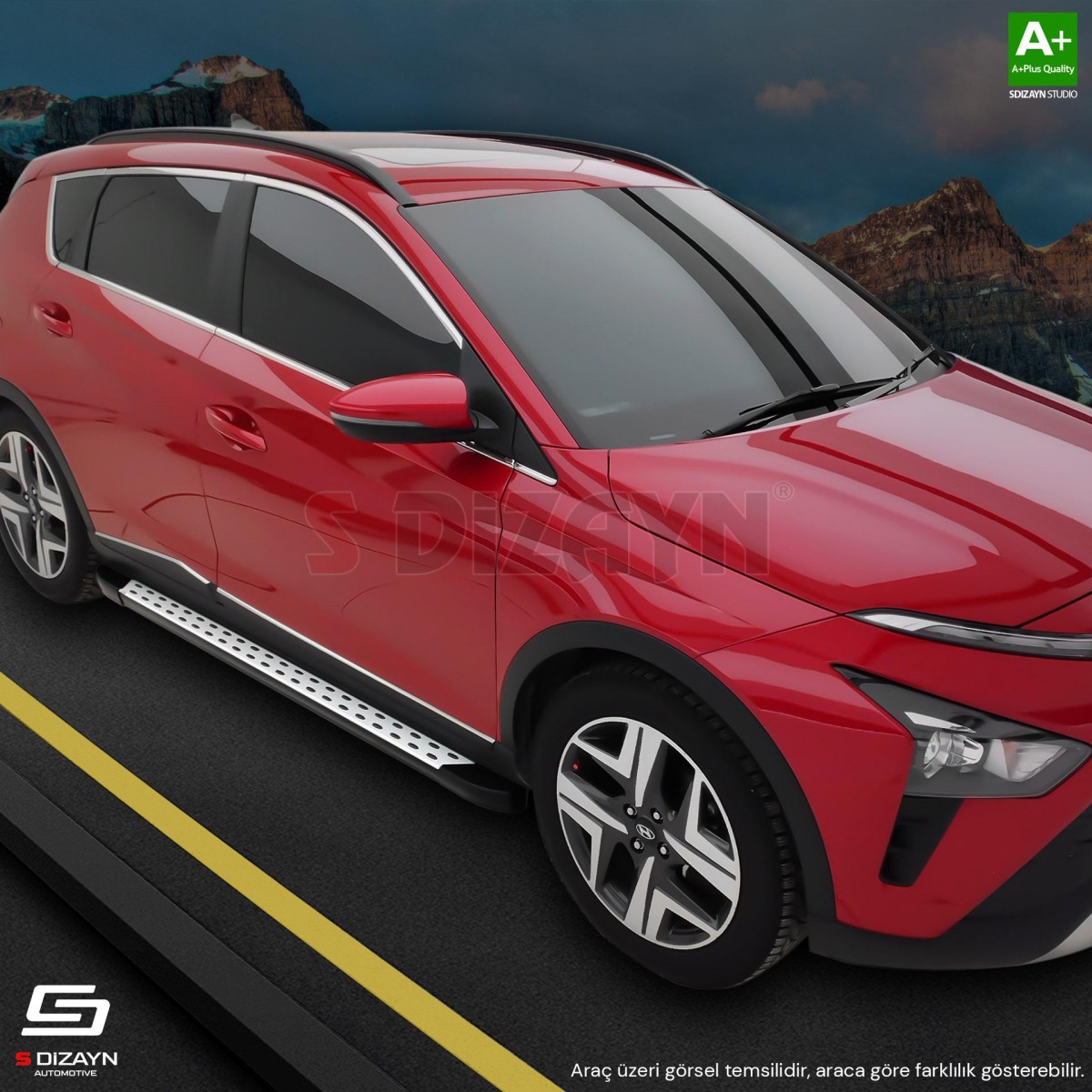 S-Dizayn Peugeot Rifter Uzun Şase TrimLine Gri Yan Basamak 220 Cm 2019 Üzeri A+ Kalite
