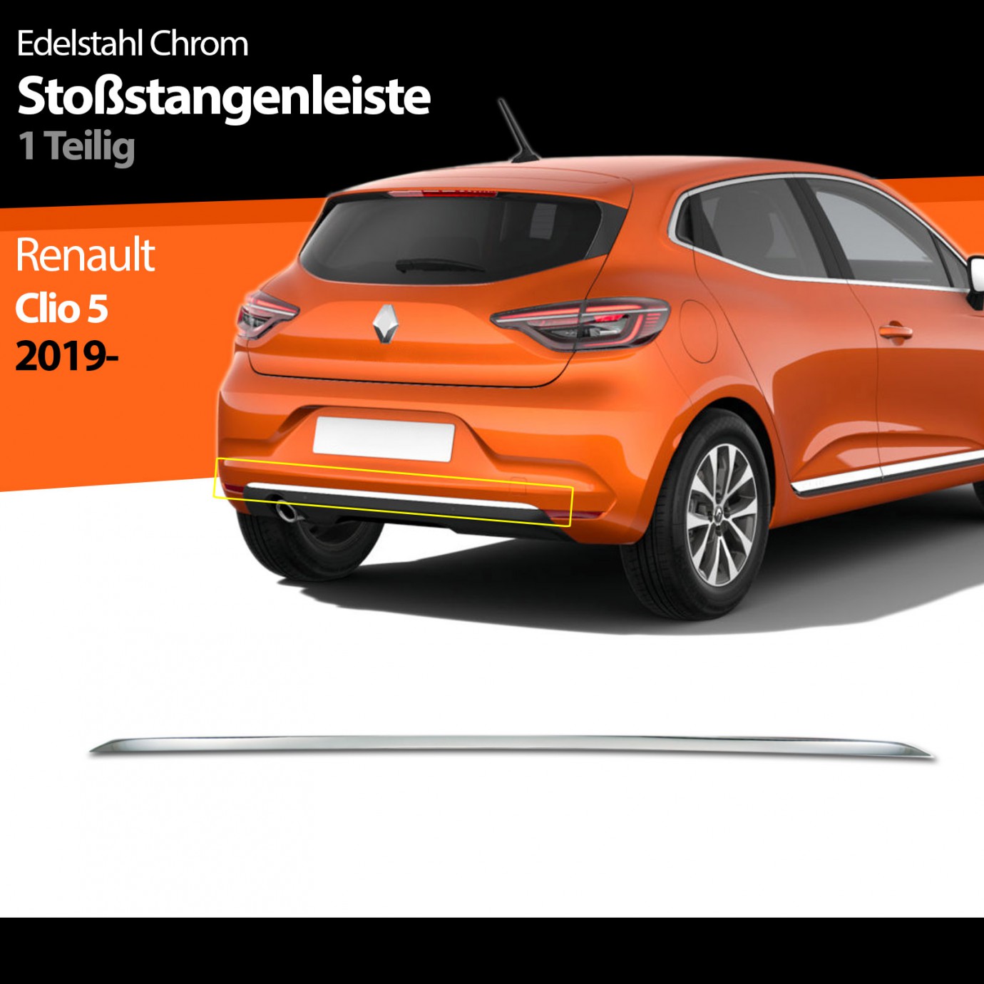 S-Dizayn Renault Clio 5 Krom Arka Tampon Çıtası 2019 Üzeri