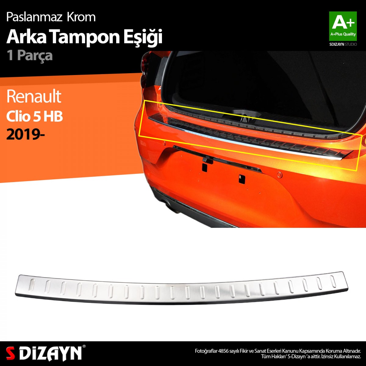 S-Dizayn Renault Clio 5 Krom Arka Tampon Eşiği 2019 Üzeri