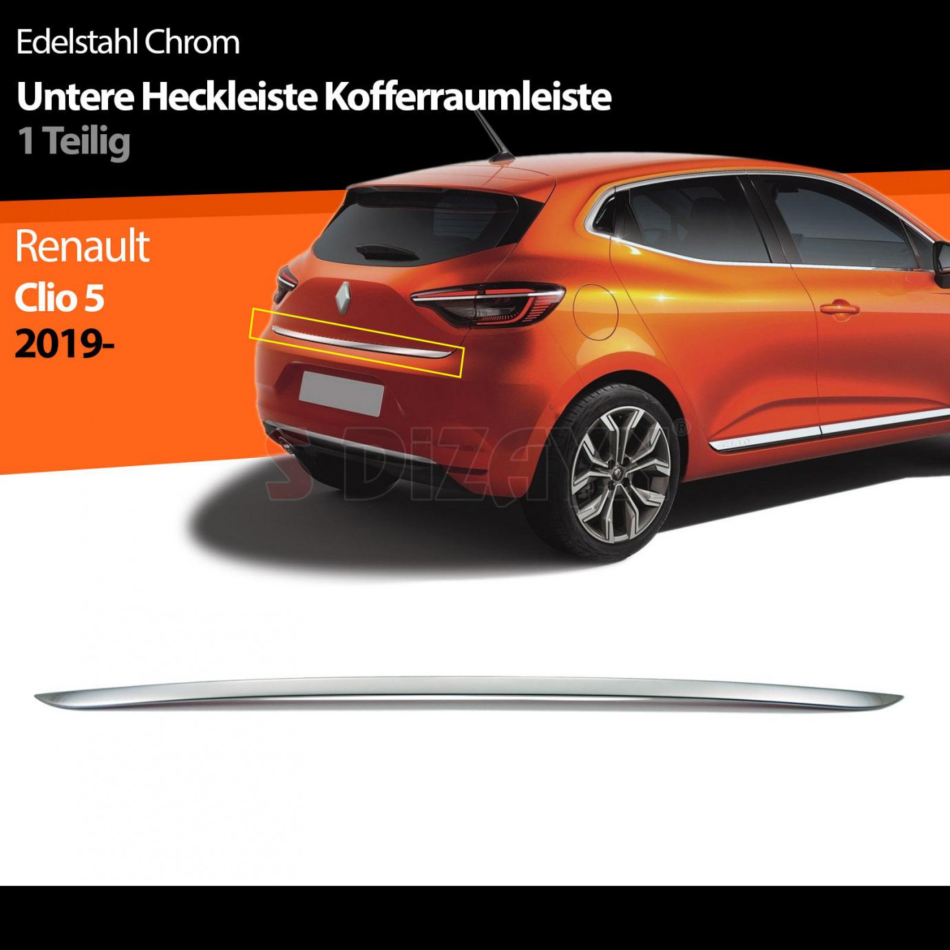 S-Dizayn Renault Clio 5 Krom Bagaj Alt Çıtası 2019 Üzeri