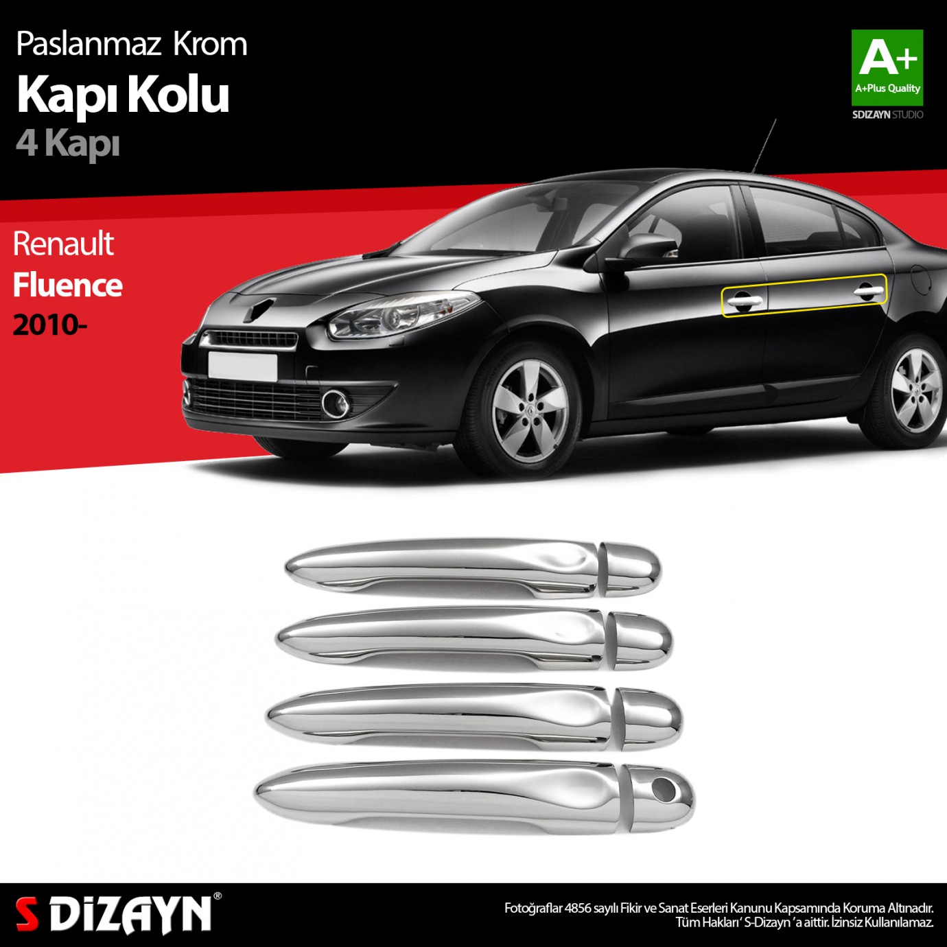 S-Dizayn Renault Fluence Krom Kapı Kolu 4 Kapı 2010-2016