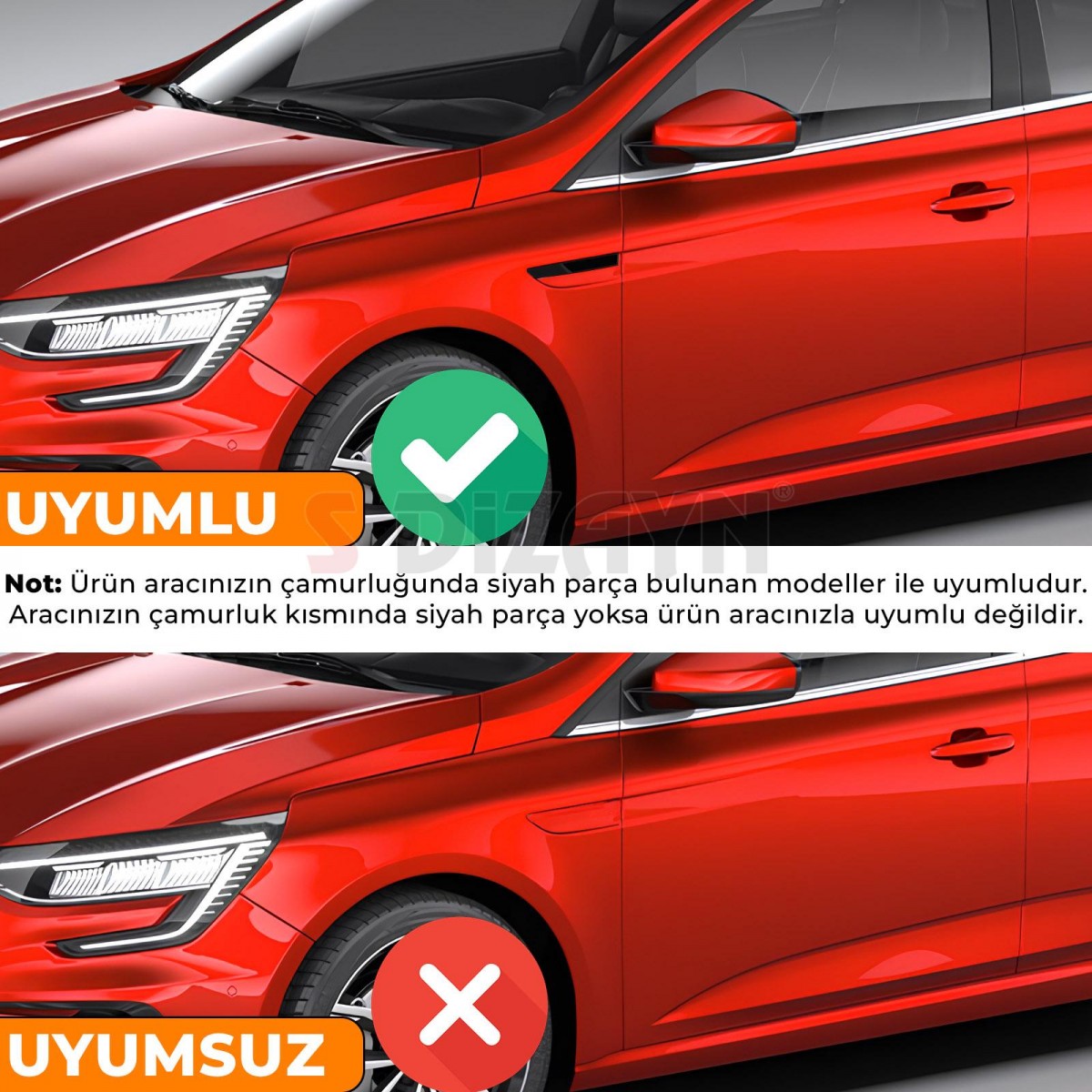 S-Dizayn Renault Megane 4 Krom Çamurluk Sinyal Çıtası 2 Prç. 2020 Üzeri