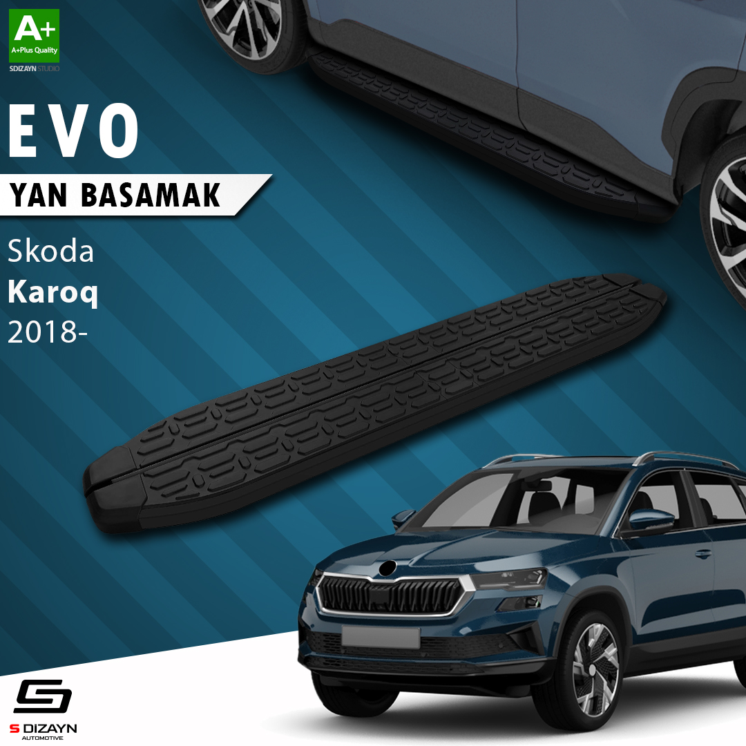 S-Dizayn Skoda Karoq Evo Siyah Yan Basamak 173 Cm 2018 Üzeri A+ Kalite