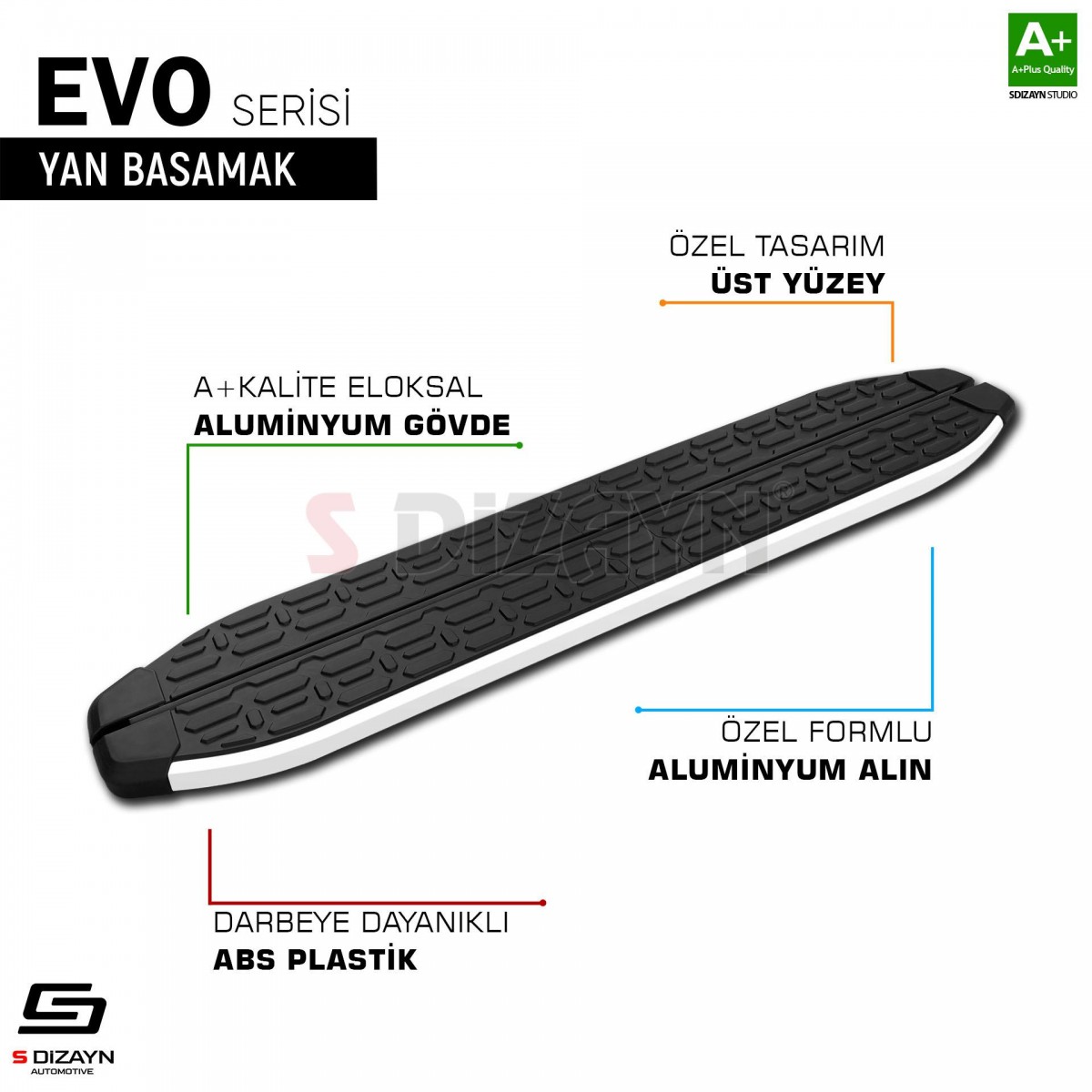 S-Dizayn TOGG T10X Evo Aluminyum Yan Basamak 203 Cm 2023 Üzeri A+ Kalite