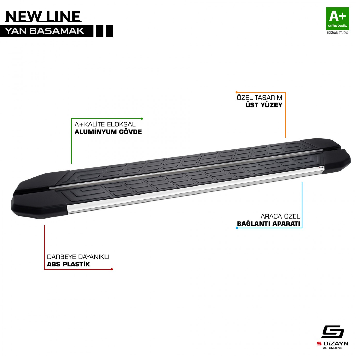 S-Dizayn VW T-Roc NewLine Krom Yan Basamak 179 Cm 2019 Üzeri