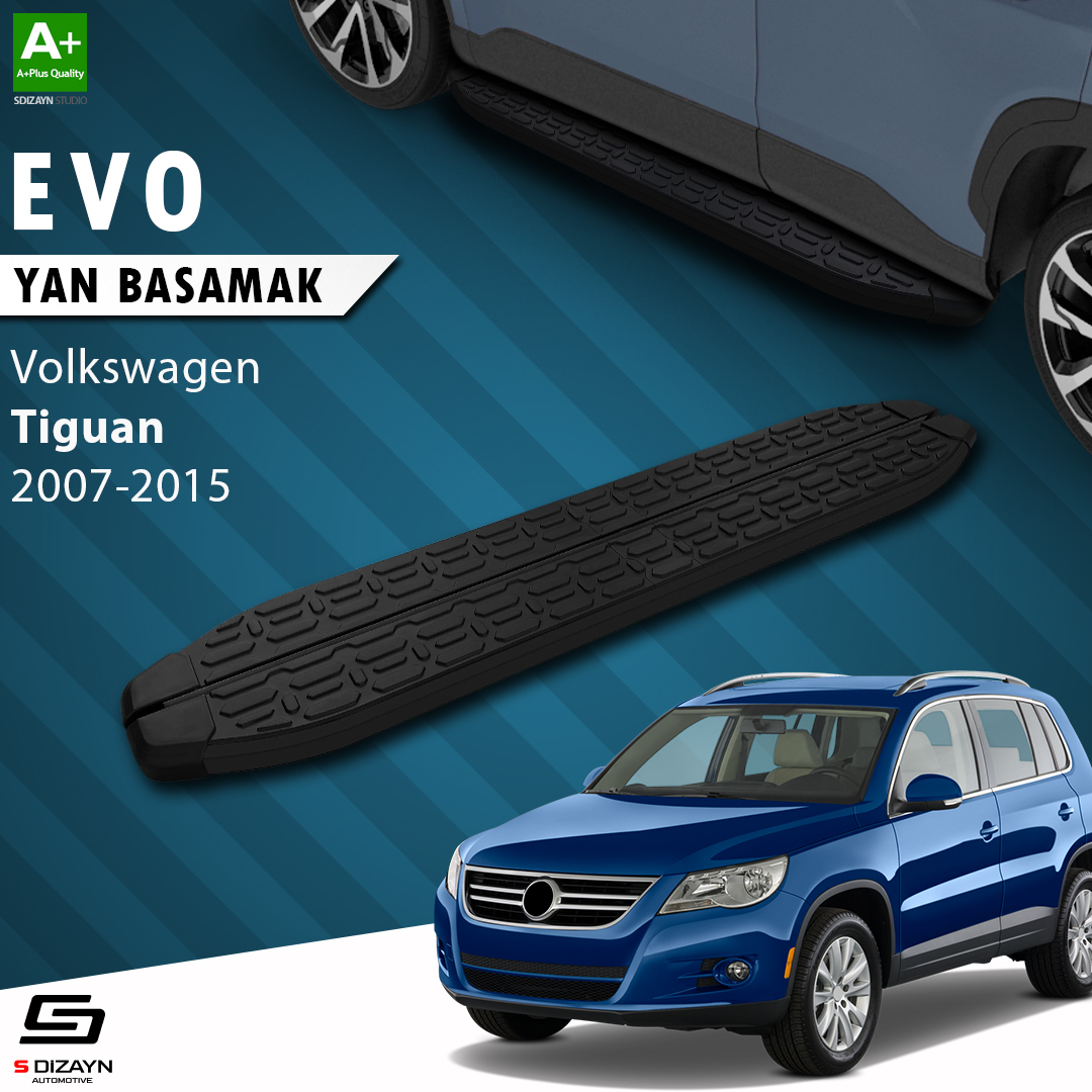 S-Dizayn VW Tiguan Evo Siyah Yan Basamak 173 Cm 2007-2015 A+ Kalite