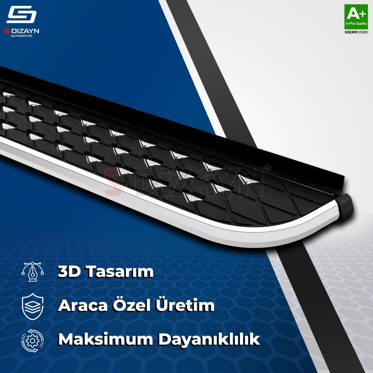 S-Dizayn VW Transporter T4 Kısa Şase Diamond Krom Yan Basamak 213 Cm 1995-2003 A+ Kalite