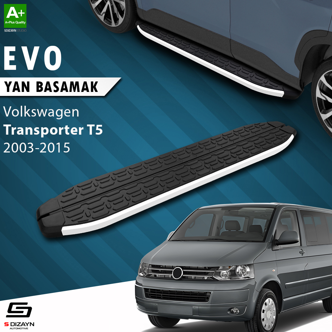 S-Dizayn VW Transporter T5 Uzun Şase Evo Aluminyum Yan Basamak 253 Cm 2003-2015 A+ Kalite