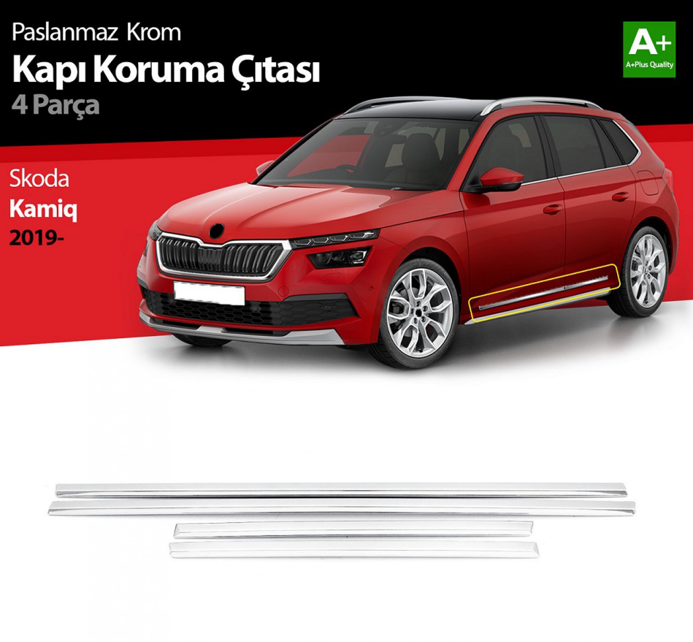 S-Dizayn Skoda Kamiq Krom Kapı Koruma Çıtası 4 Prç. 2019 Üzeri