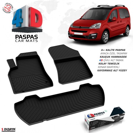 S-Dizayn Citroen Berlingo 4D Havuzlu Paspas 2008-2018 90 HP A+Kalite