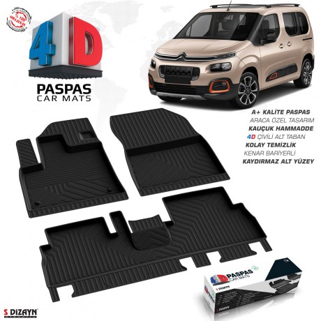 S-Dizayn Citroen Berlingo 4D Havuzlu Paspas 2019 Üzeri A+Kalite