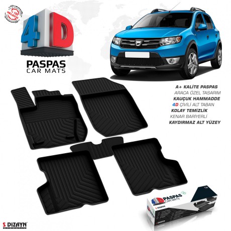 S-Dizayn Dacia Sandero 2 4D Havuzlu Paspas 2013-2020 A+Kalite