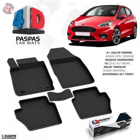 S-Dizayn Ford Fiesta 4D Havuzlu Paspas 2017-2023 A+ Kalite