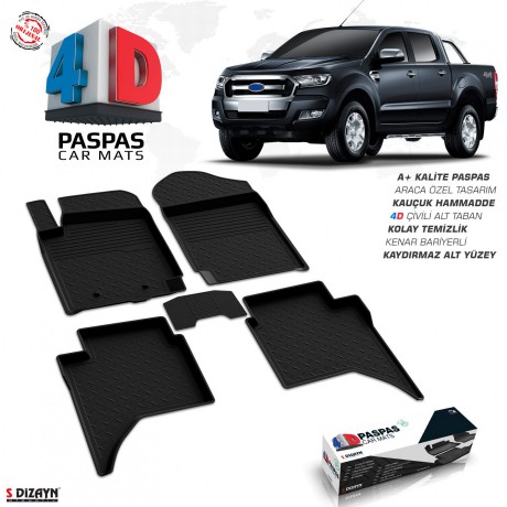 S-Dizayn Ford Ranger 4D Havuzlu Paspas 2015-2023 A+Kalite