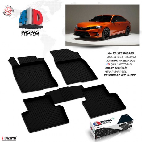 Honda Yeni Civic SD 4D Havuzlu Paspas 2021 ve Üzeri A+Kalite