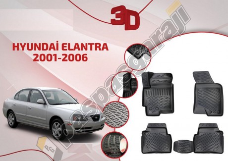 Hyundai Elantra 3D Havuzlu Paspas 2001-2006 Arası