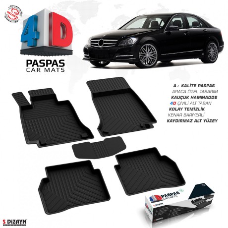 S-Dizayn Mercedes C Serisi W204 4D Havuzlu Paspas 2007-2014 A+ Kalite