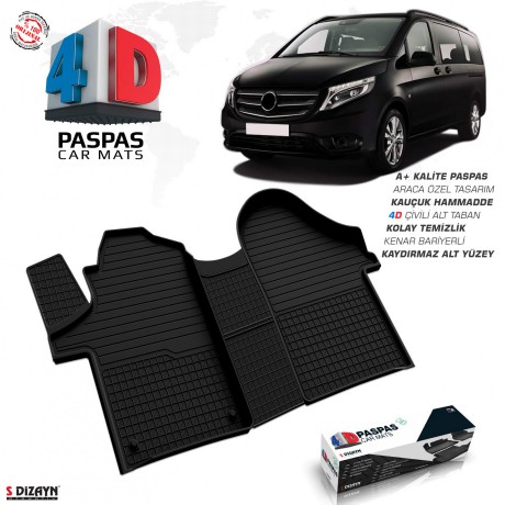 S-Dizayn Mercedes Vito W447 4D Havuzlu Paspas 2014 ve Üzeri