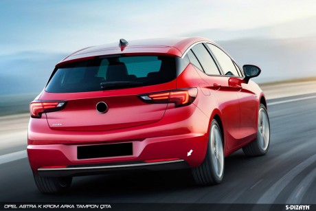 S-Dizayn Opel Astra K HB Krom Arka Tampon Çıta 2015-2022