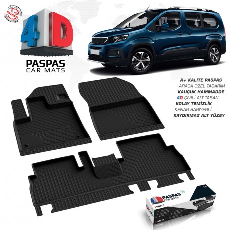 S-Dizayn Peugeot Rifter 4D Havuzlu Paspas 2019 Üzeri A+Kalite