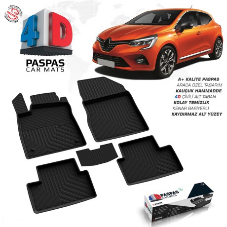 S-Dizayn Renault Clio 5 4D Havuzlu Paspas 2019 ve Üzeri A+Kalite