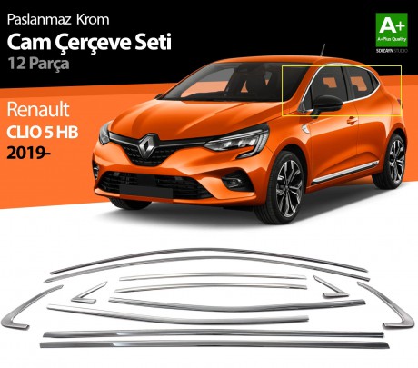 Renault Clio 5 Krom Cam Çerçevesi 12 Prç. 2019 ve Üzeri
