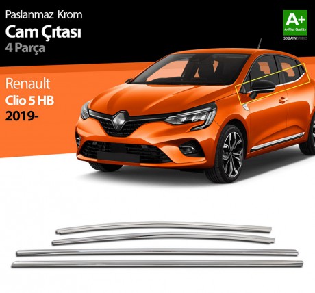 S-Dizayn Renault Clio 5 Krom Cam Çıtası 4 Prç 2019 ve Üzeri
