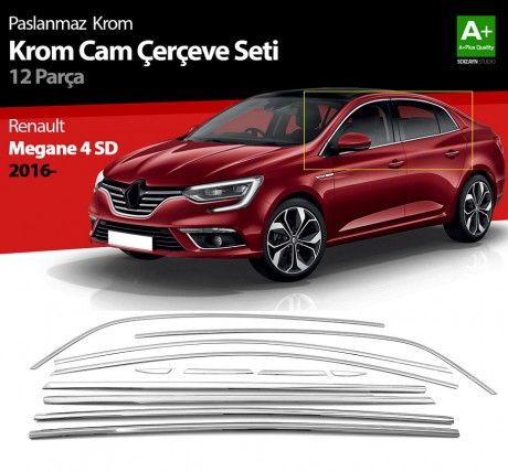 S-Dizayn Renault Megane 4 SD Krom Cam Çerçevesi 12 Prç. 2016-2020 A+ Kalite