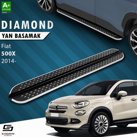 S-Dizayn Fiat 500X Diamond Krom Yan Basamak 173 Cm 2014 Üzeri A+ Kalite