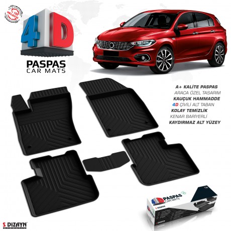 S-Dizayn Fiat Egea HB 4D Havuzlu Paspas 2015-2020 A+ Kalite
