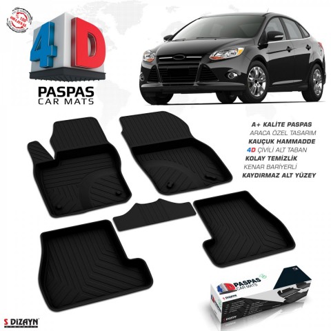 S-Dizayn Ford Focus 3 SD 4D Havuzlu Paspas 2011-2014 A+Kalite