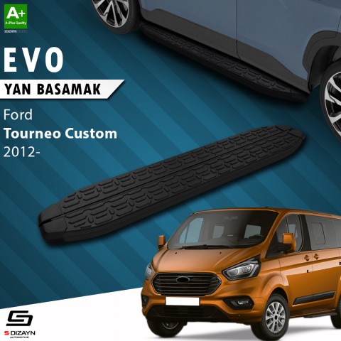 S-Dizayn Ford Tourneo Custom Uzun Şase Evo Siyah Yan Basamak 243 Cm 2012-2023 A+ Kalite