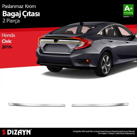 S-Dizayn Honda Civic Krom Bagaj Çıtası 2 Prç 2016-2021