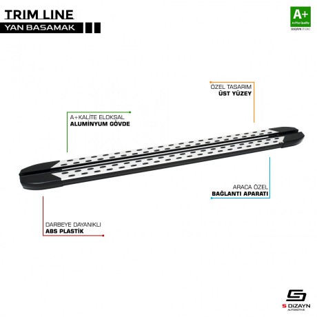 S-Dizayn Peugeot Partner 3 TrimLine Gri Yan Basamak 202 Cm 2018 Üzeri A+ Kalite