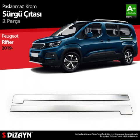 S-Dizayn Peugeot Rifter Krom Sürgülü Kapı Çıtası 2019 Üzeri