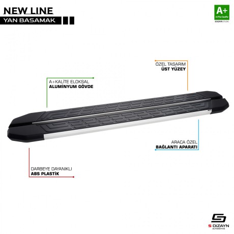 S-Dizayn Renault Captur NewLine Aluminyum Yan Basamak 173 Cm 2013-2020 A+ Kalite